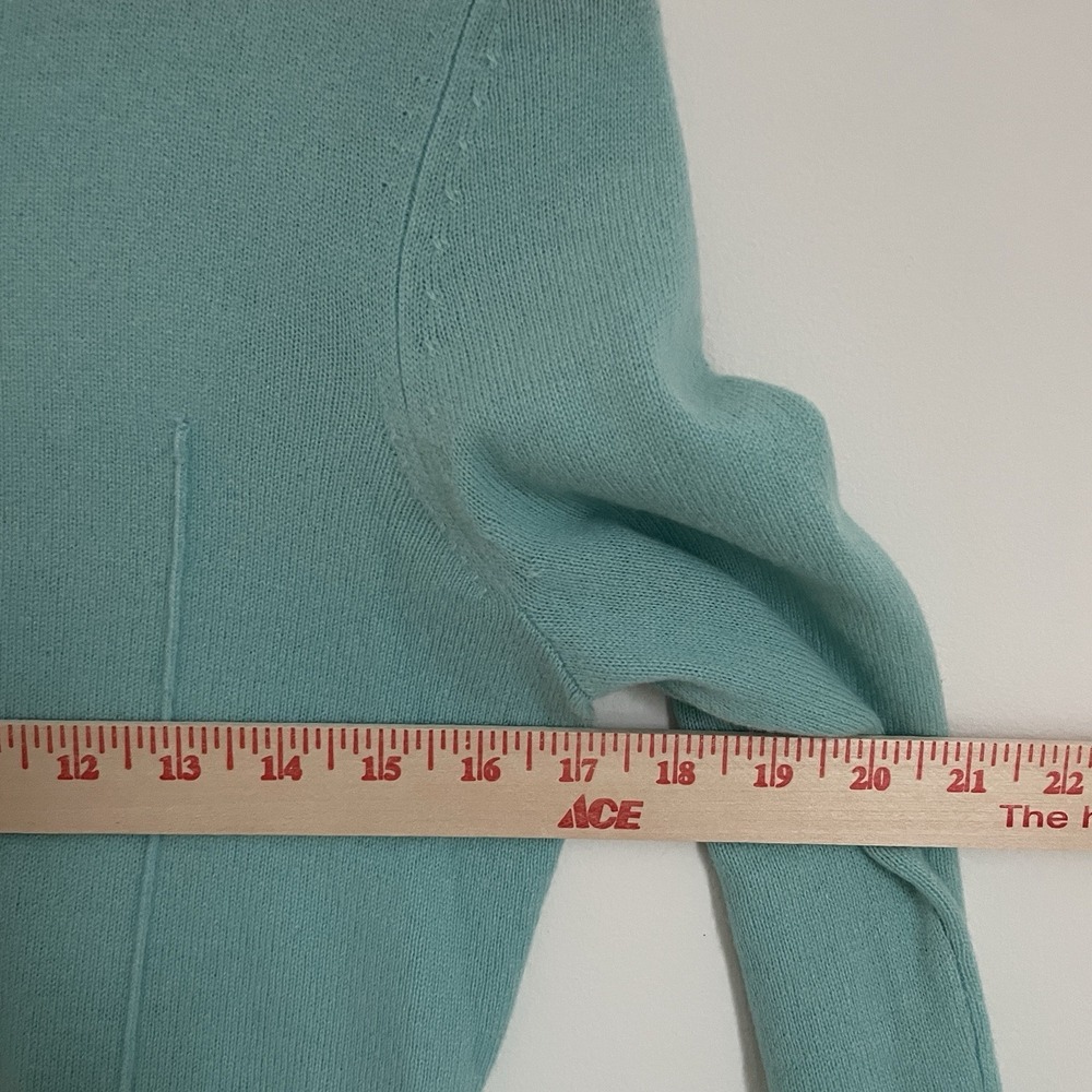 100% Cashmere Antonio Melani Sweater Aqua Peplum Hem Small Career Quite Luxury - Picture 16 of 16